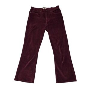 Madewell Cali Demi-Boot Women 29 Burgundy Velvet Flare Pants Crop Stretch